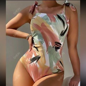 SHEIN printed one-piece swimsuit
